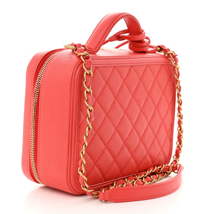 Chanel Caviar Quilted Medium CC Filigree Vanity Case Red 3 of 13