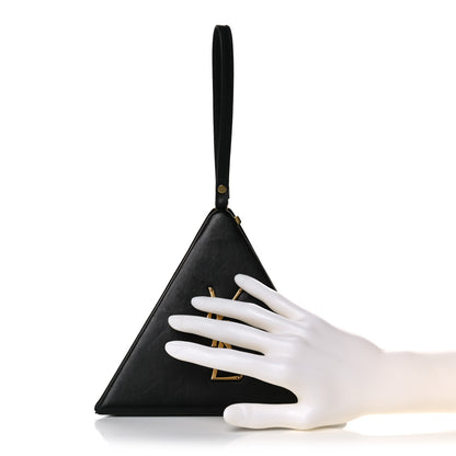 Saint Laurent Lambskin Pyramid Clutch Black 3 of 17
