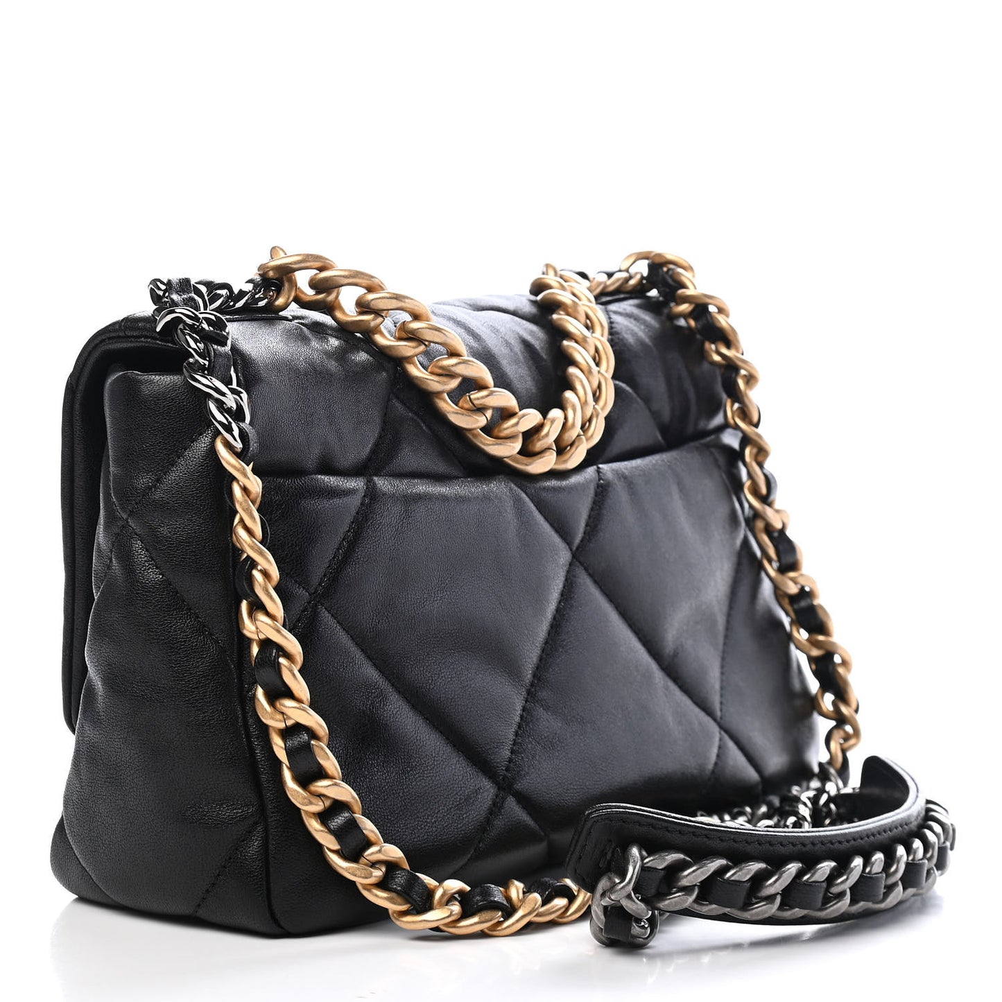 Lambskin Quilted Medium Chanel 19 Flap Black