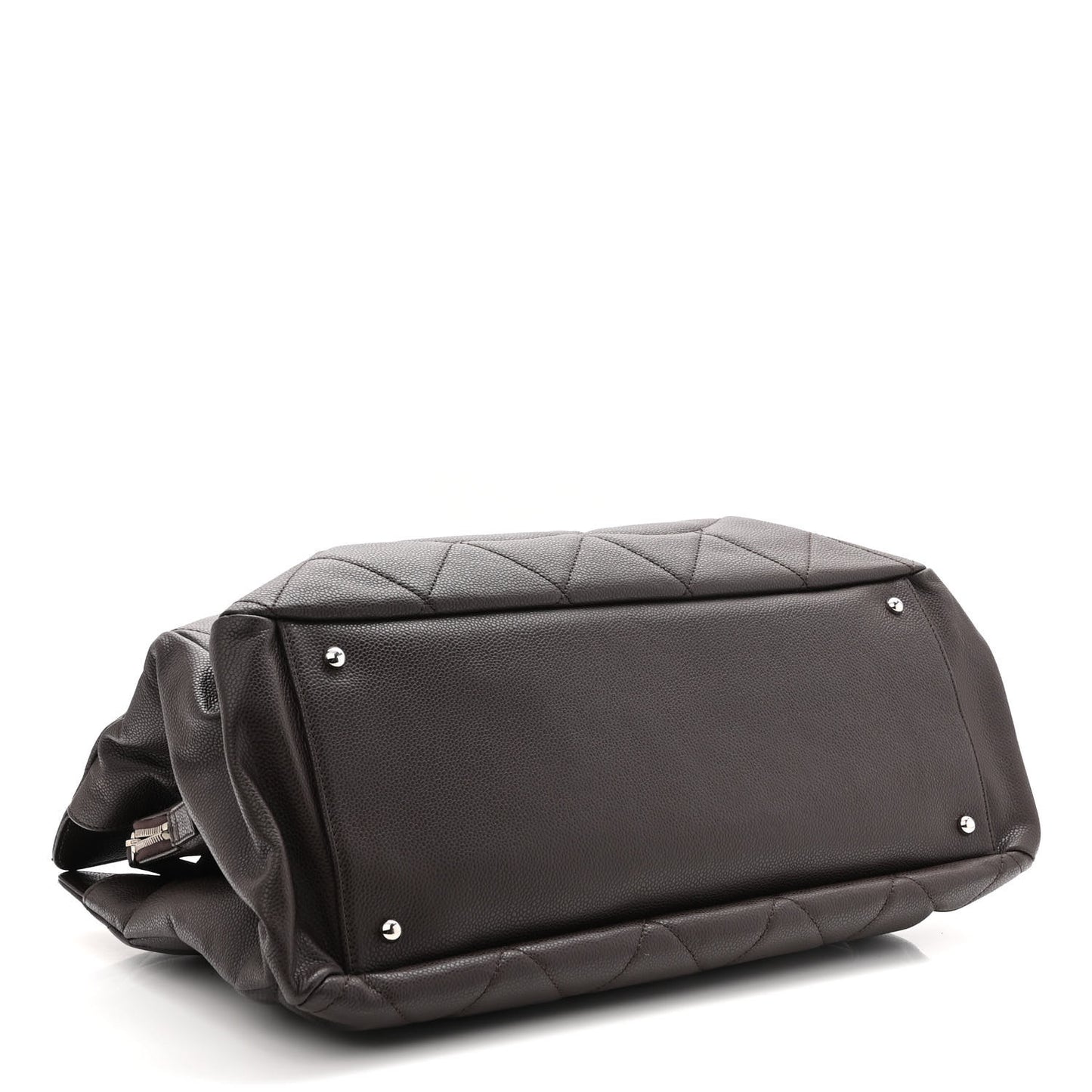 Soft Caviar Quilted Large CC Timeless Tote Dark Brown