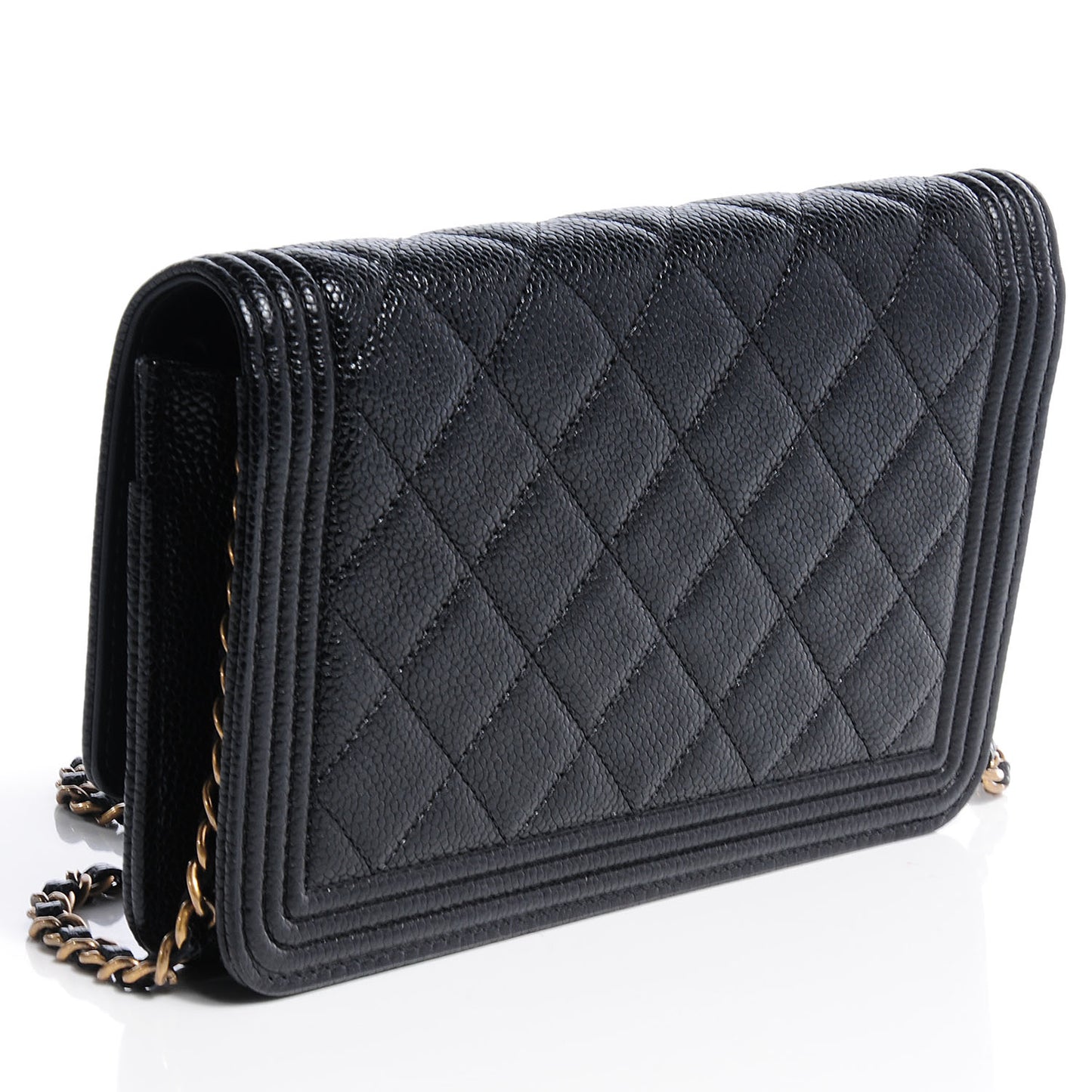 Caviar Quilted Boy Wallet On Chain WOC Black