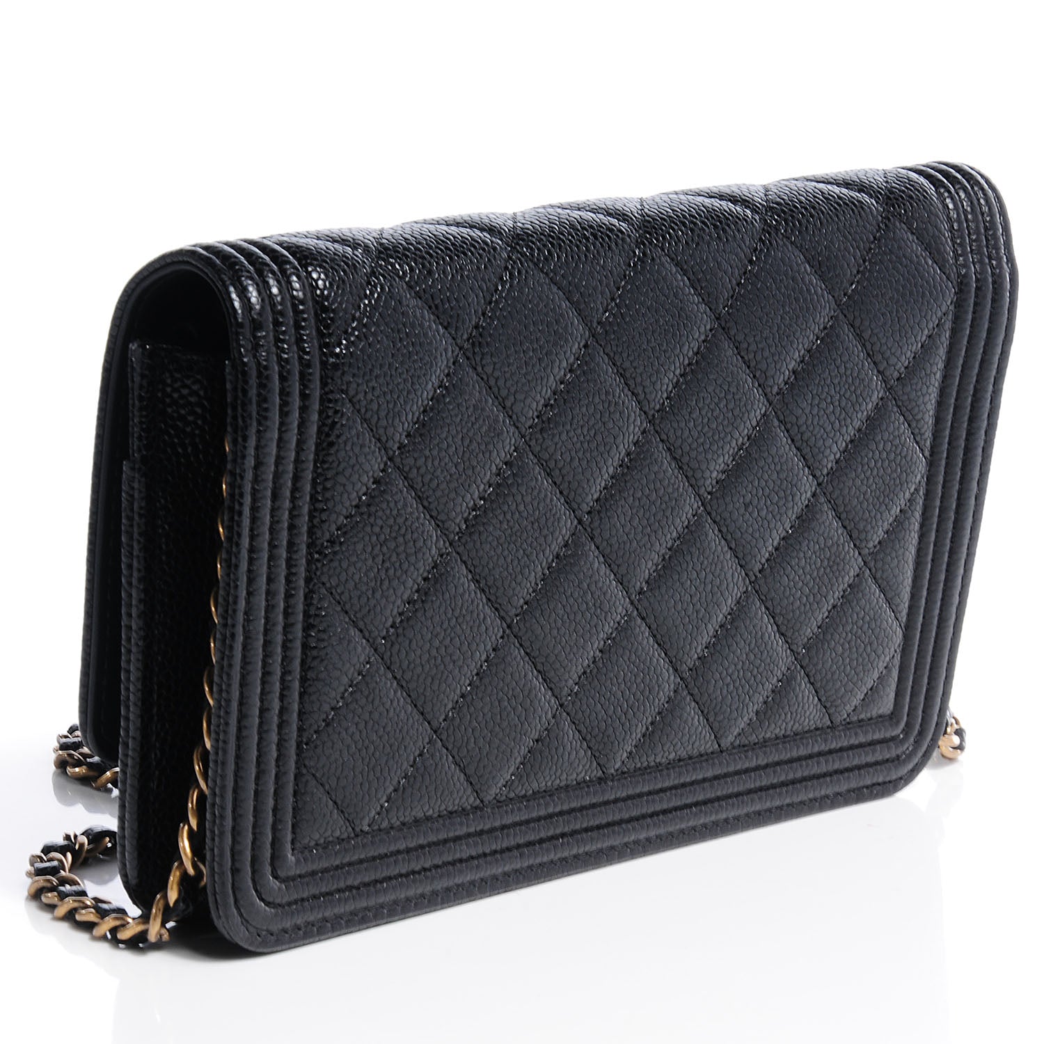 Chanel Caviar Quilted Boy Wallet On Chain WOC Black 3 of 8