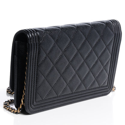 Chanel Caviar Quilted Boy Wallet On Chain WOC Black 3 of 8