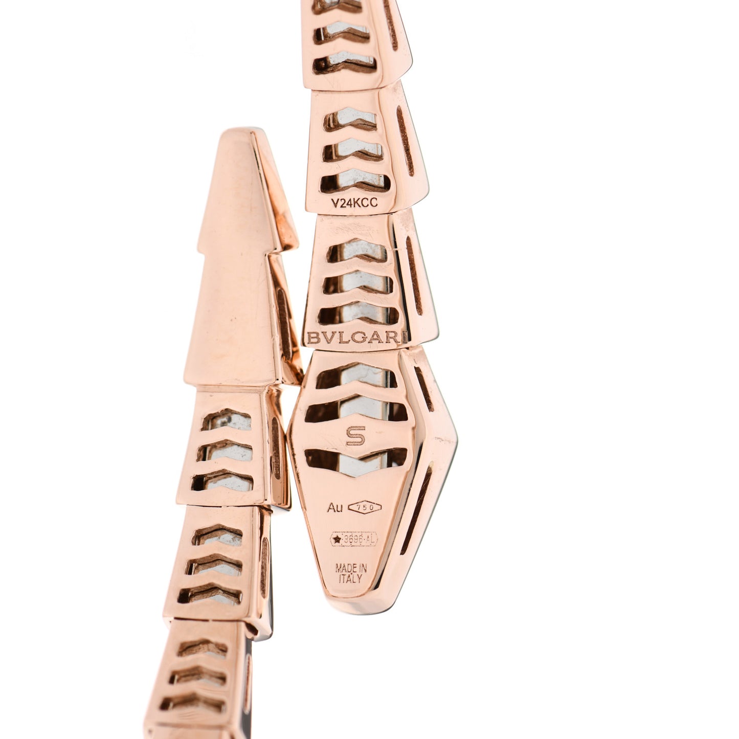 18K Rose Gold Diamond Serpenti Viper Bracelet S