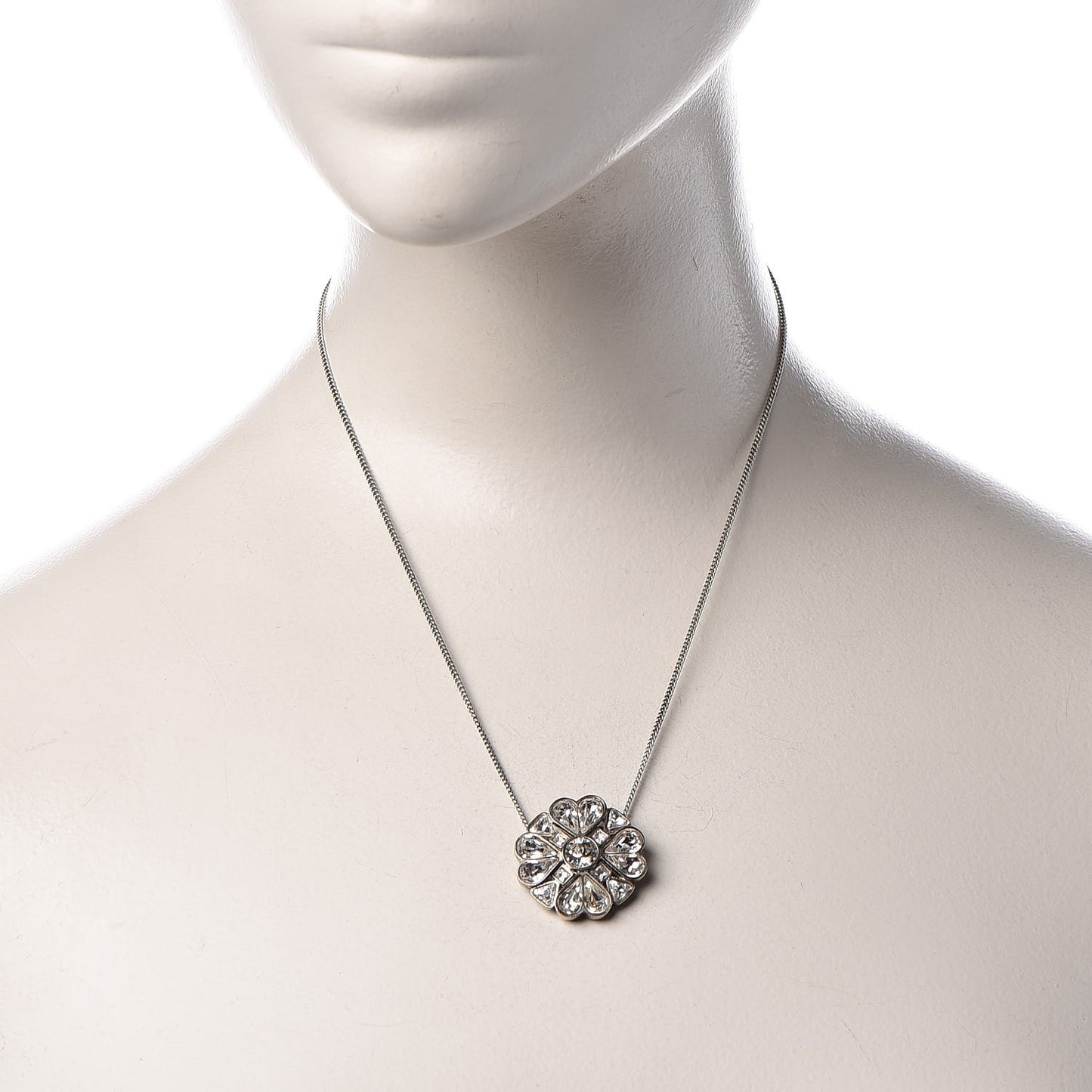 Crystal Strass CC Necklace Silver