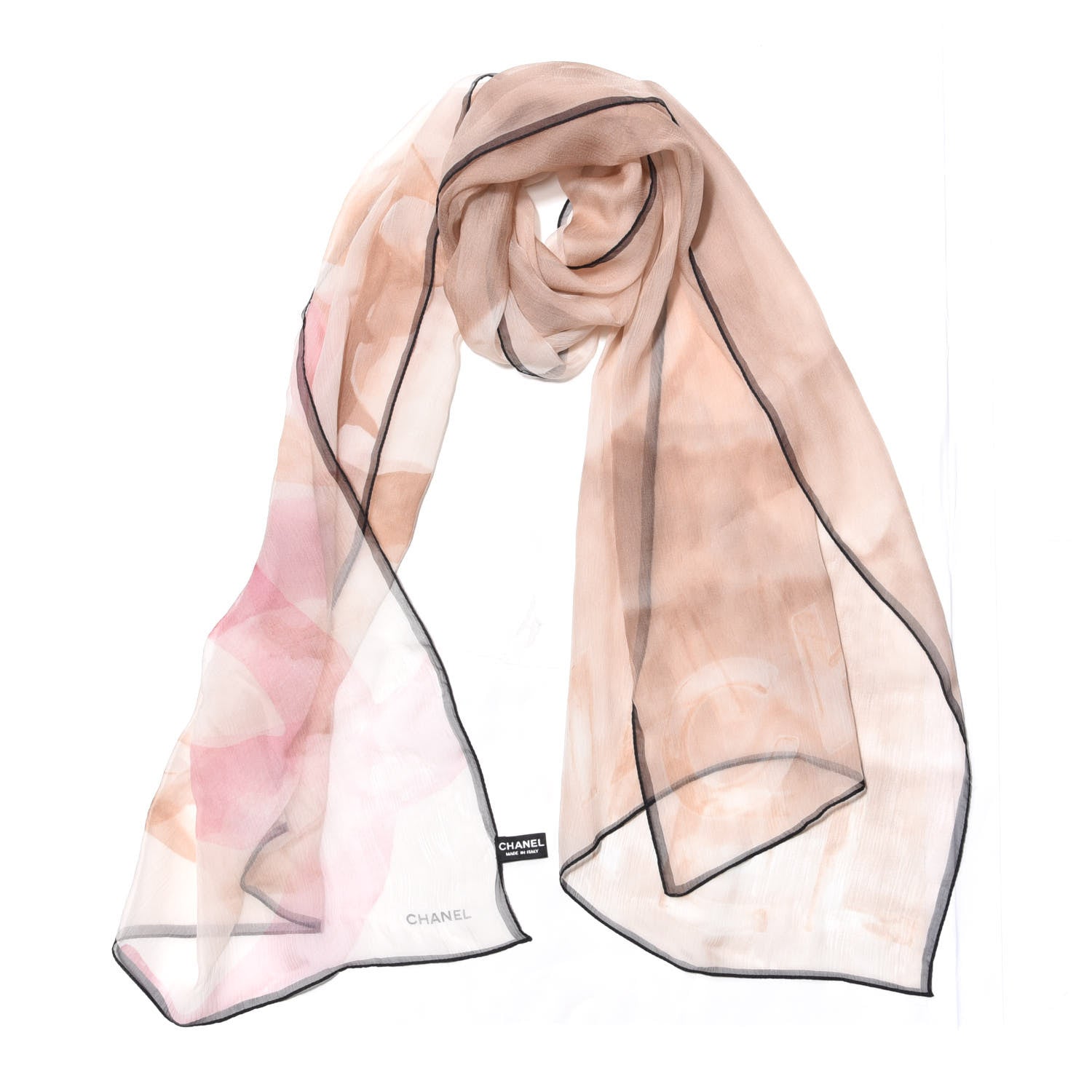 Chanel Silk Mousseline Camellia Stole Beige 1 of 3