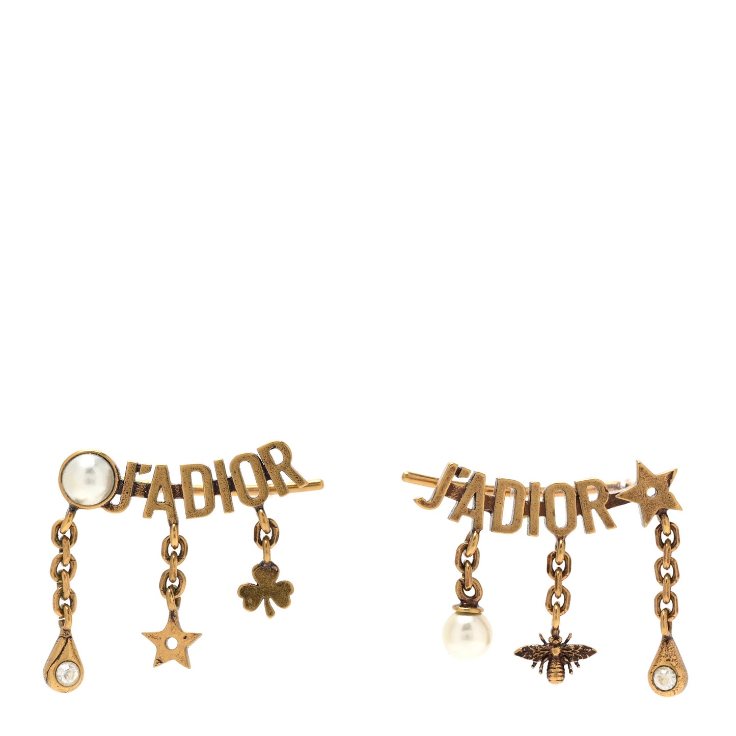 Pearl Crystal J'Adior Earrings Aged Gold