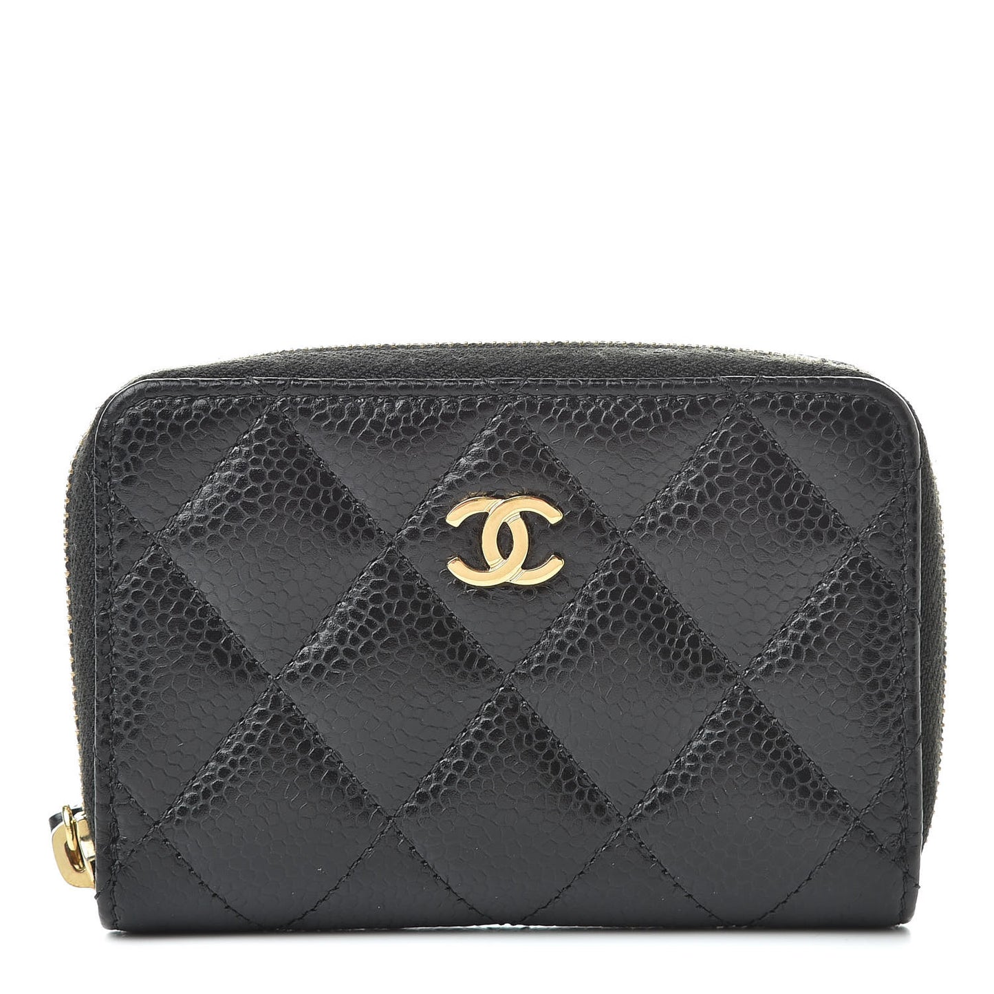 Caviar Quilted Zip Coin Purse Black