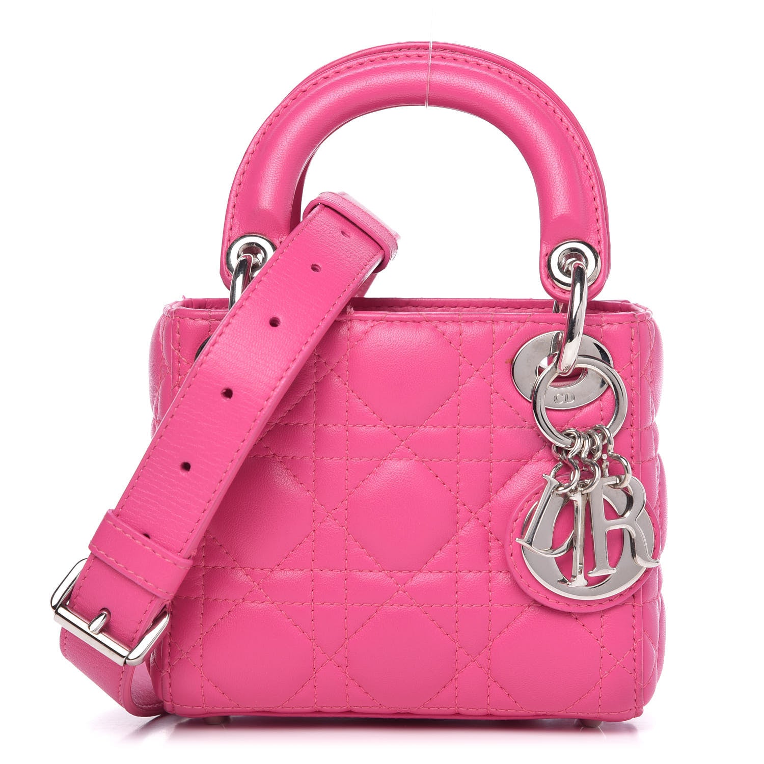Christian Dior Lambskin Cannage Nano Lady Dior Fuchsia 1 of 10