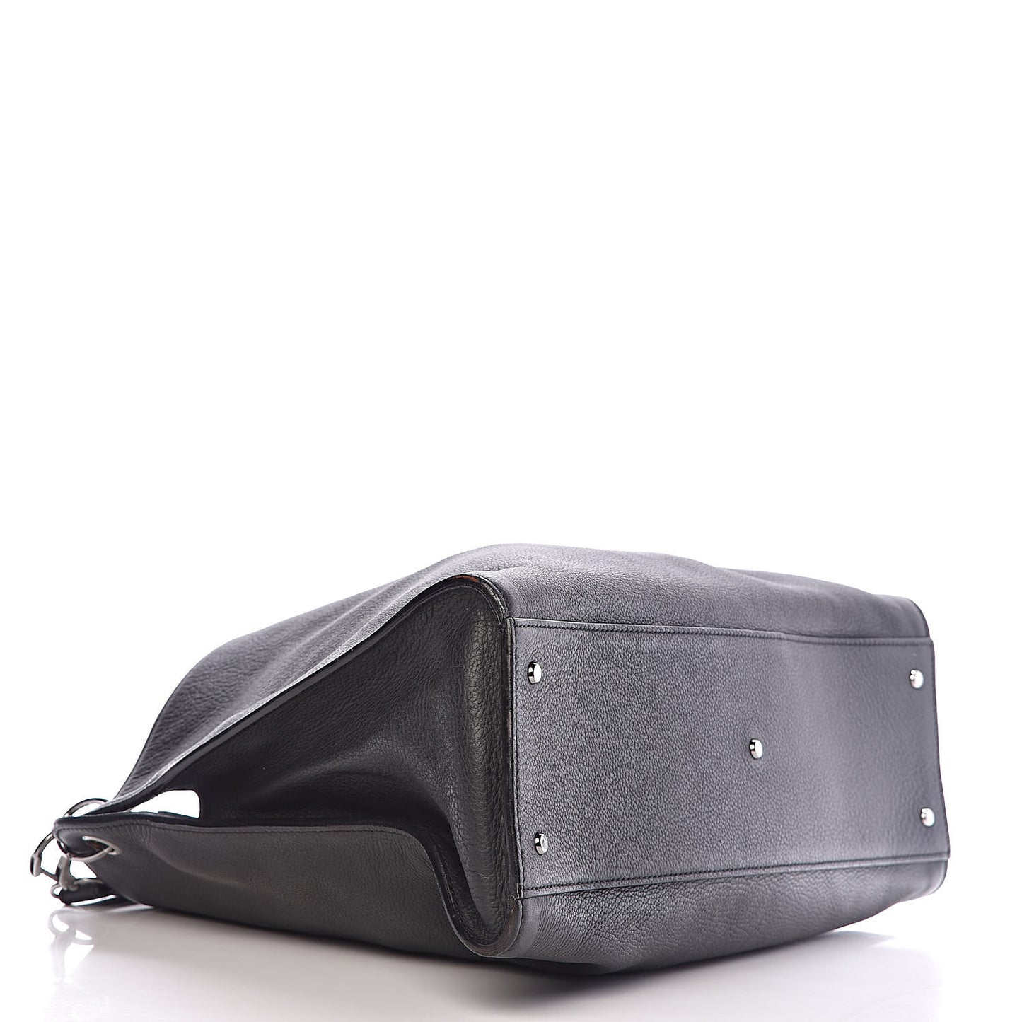 Grained Calfskin Large Shoulder Bag Black