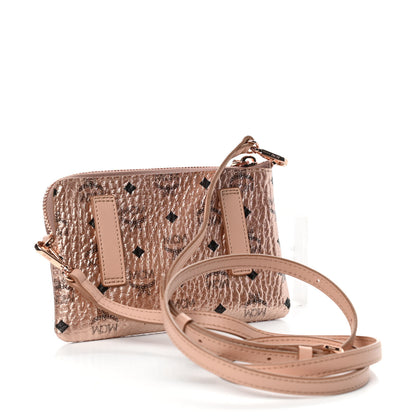 MCM Metallic Visetos Crossbody Tech Pouch Champagne Gold 3 of 9