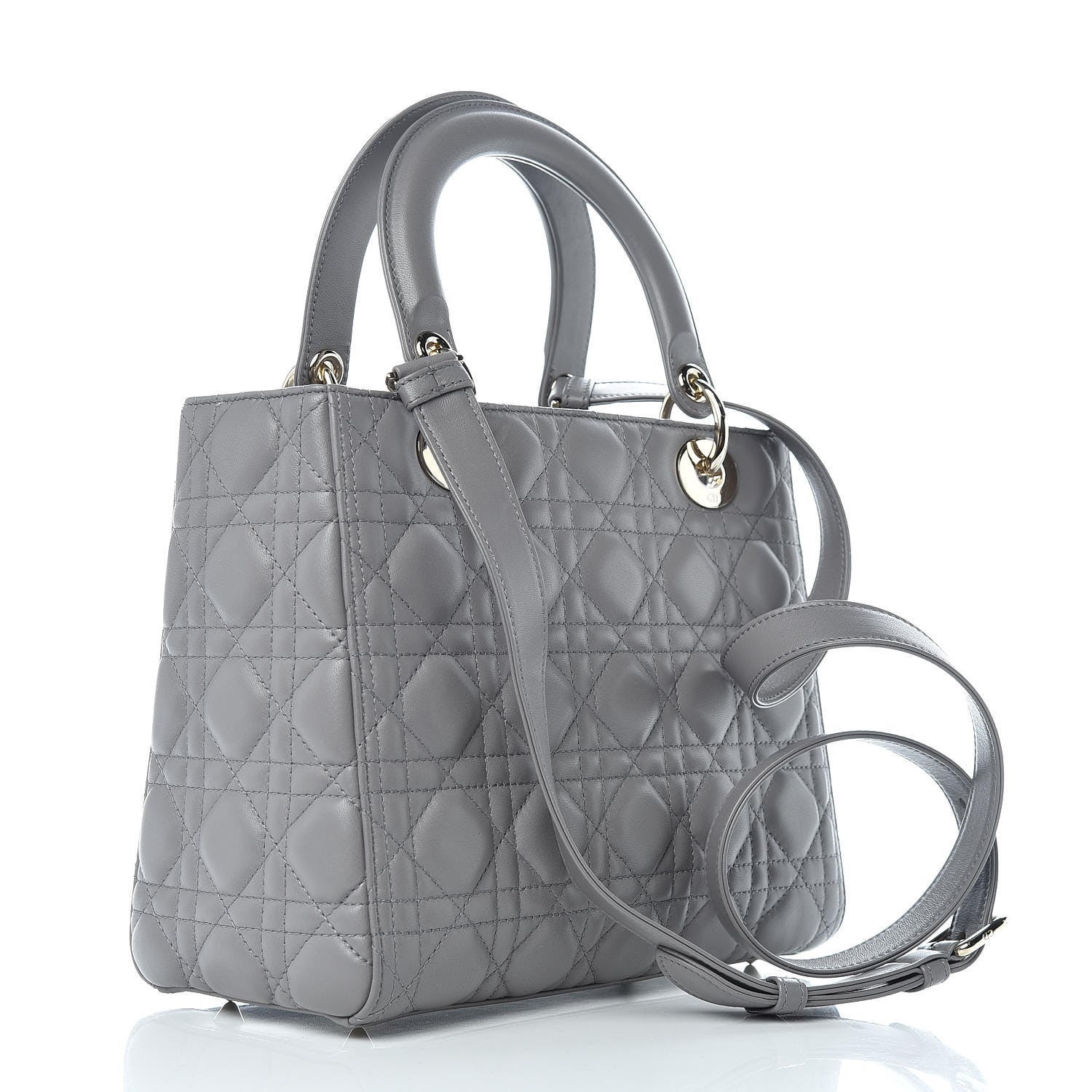 Christian Dior Lambskin Cannage Medium Lady Dior Grey 3 of 9