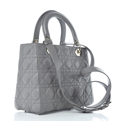 Christian Dior Lambskin Cannage Medium Lady Dior Grey 3 of 9