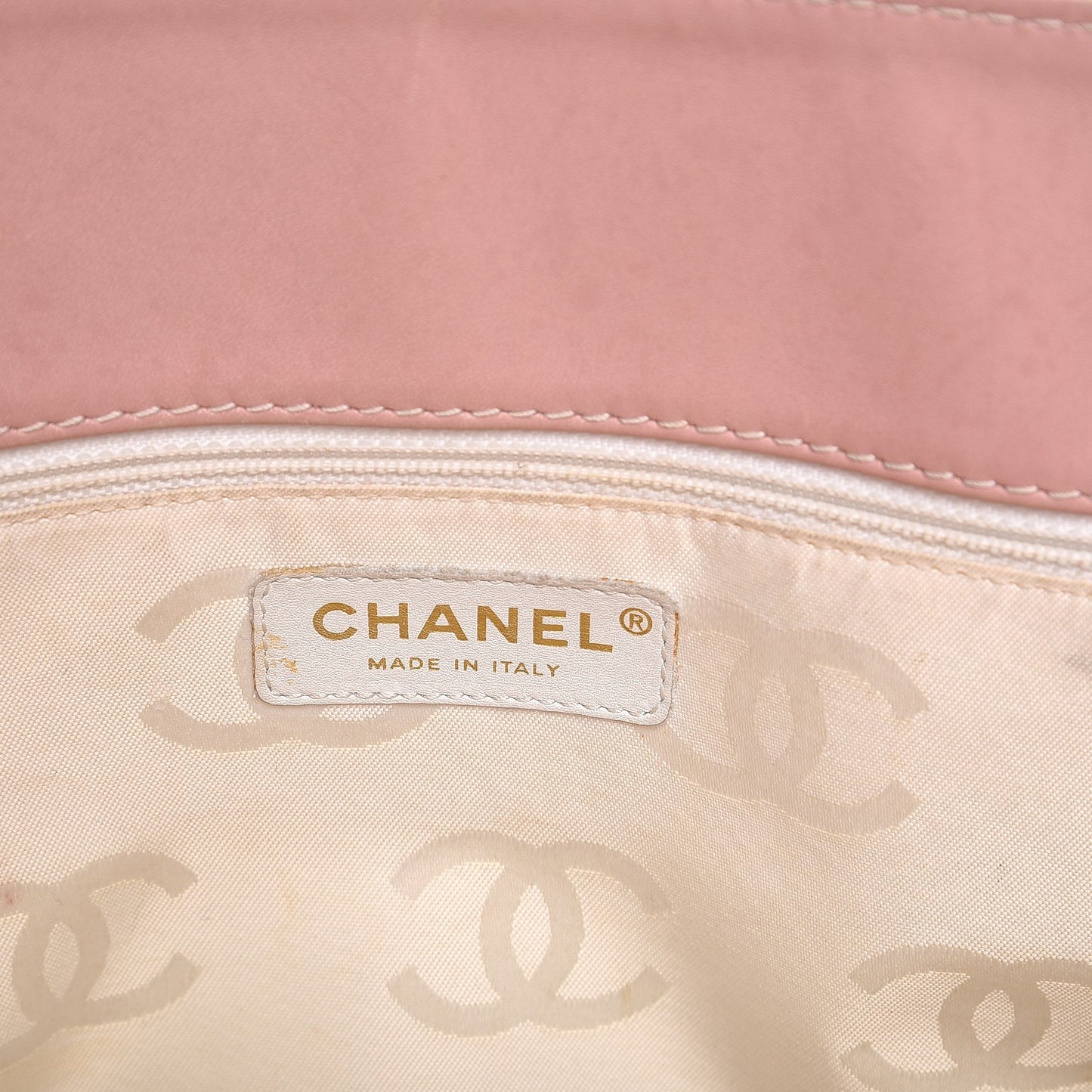 Calfskin Contrast Stitch Surpique Tote Pink