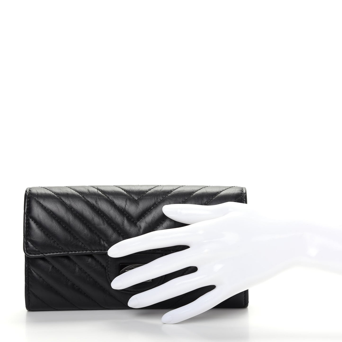 Aged Calfskin Chevron Quilted 2.55 Reissue Flap Wallet So Black