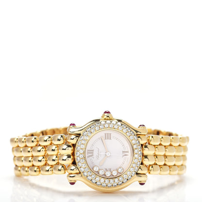 Chopard 18K Yellow Gold Diamond Pave Bezel 26mm Happy Sport Quartz Watch 2 of 5