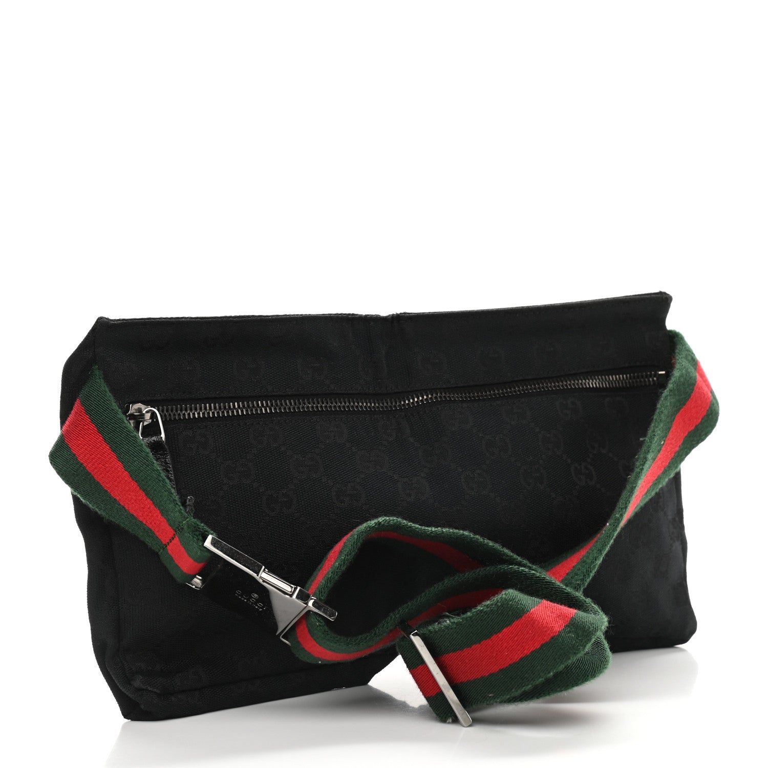 Gucci GG Monogram Web Double Pocket Belt Bag Black 3 of 12