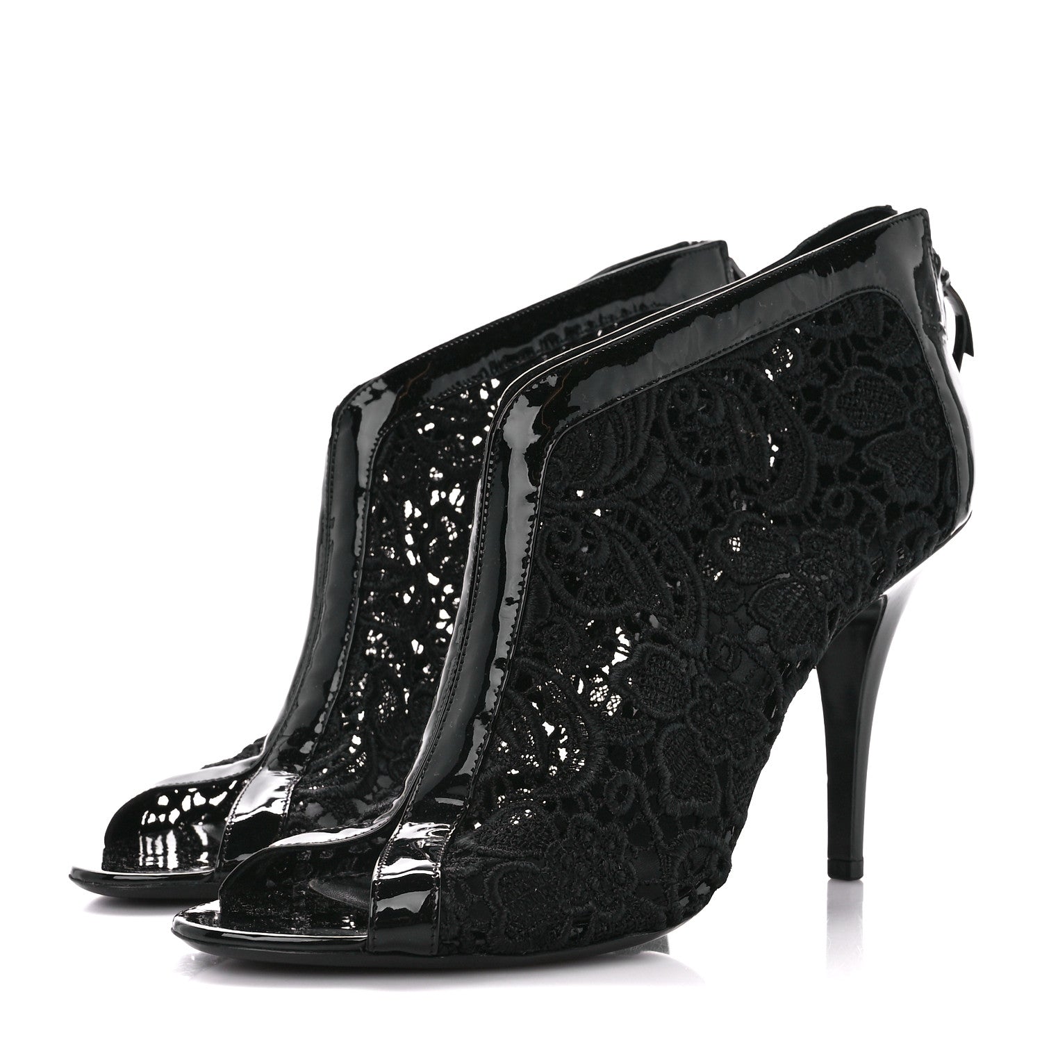 Givenchy Patent Emboirdered Peep Toe Ankle Booties 41 Black 3 of 8