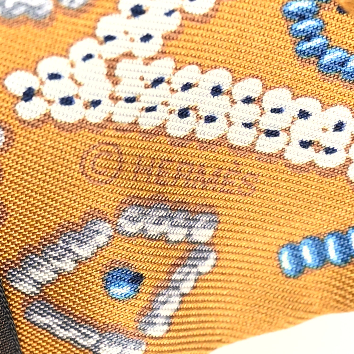 Hermes Silk Kelly En Perles Twilly Miel Bleu Jean Cream 4 of 4