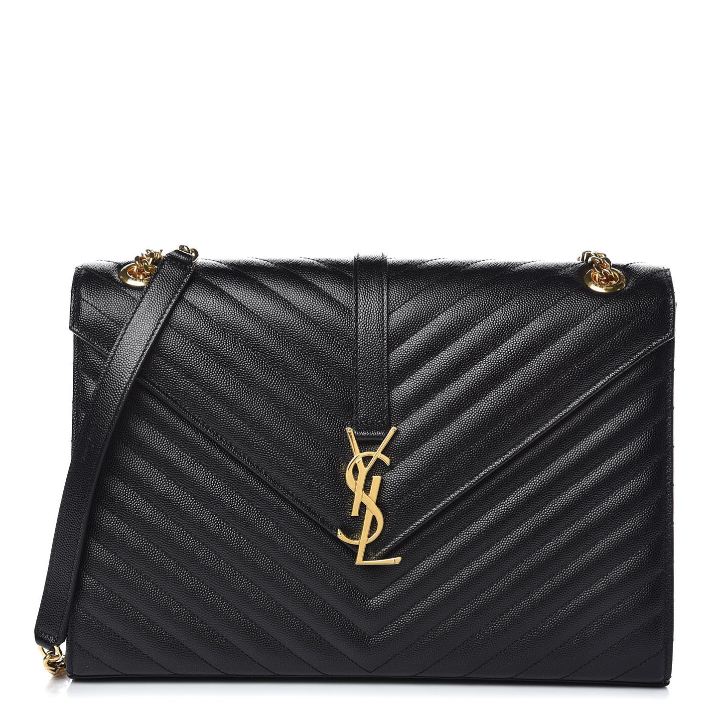 Grain De Poudre Matelasse Chevron Large Monogram Satchel Black