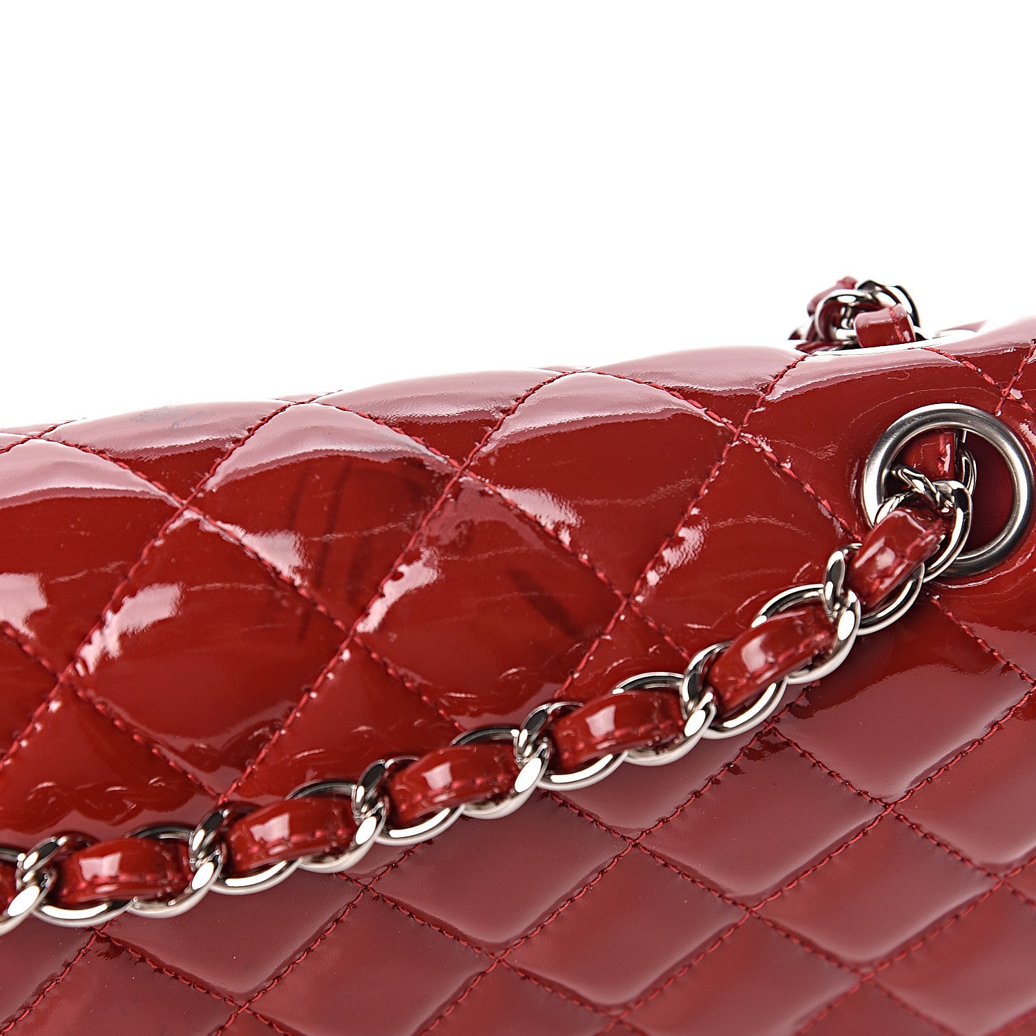 Chanel Patent Calfskin Quilted Medium Double Flap Red 11 of 13