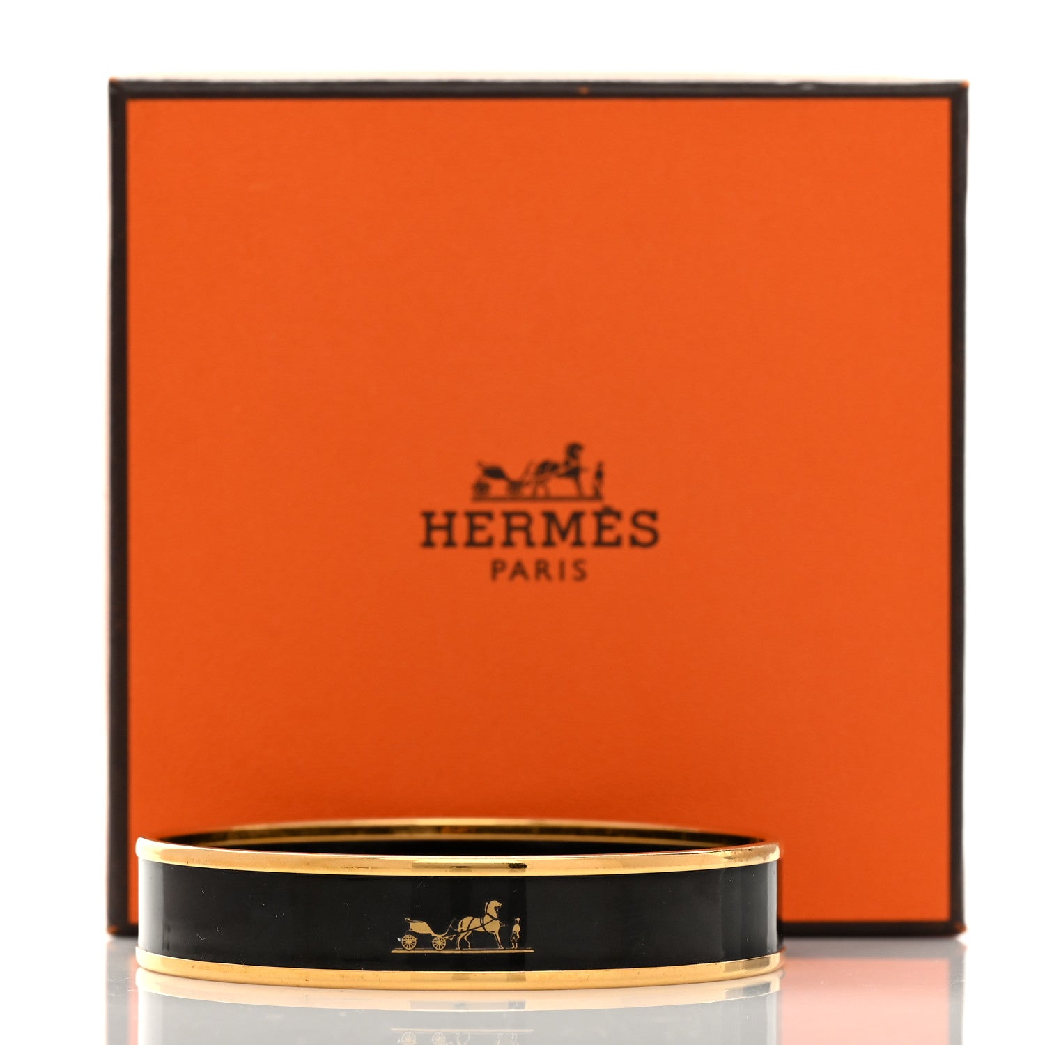 Hermes Enamel Printed Medium Caleche Bracelet 65 Black 6 of 6
