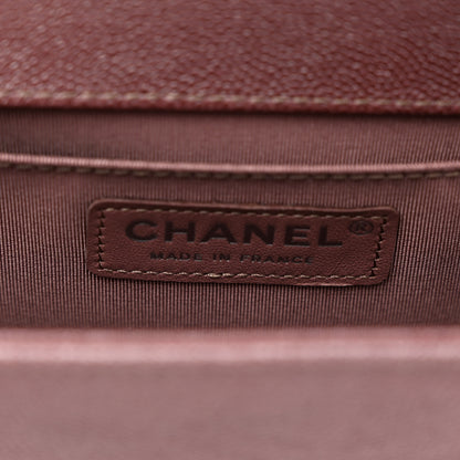 Chanel Metallic Caviar Chevron Quilted Medium Boy Flap Dark Pink 6 of 10