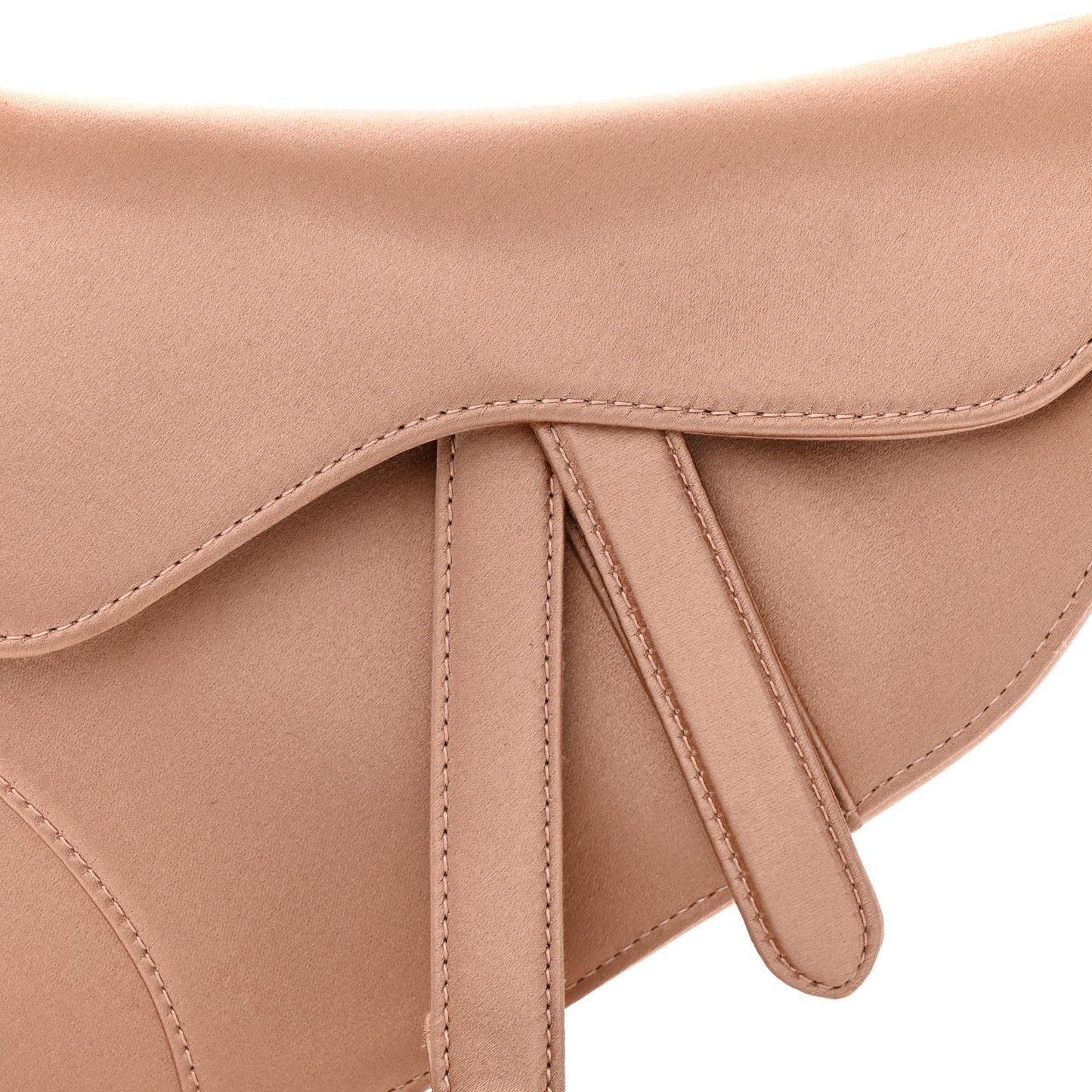 Satin Crystal Mini Saddle Bag Powder Beige