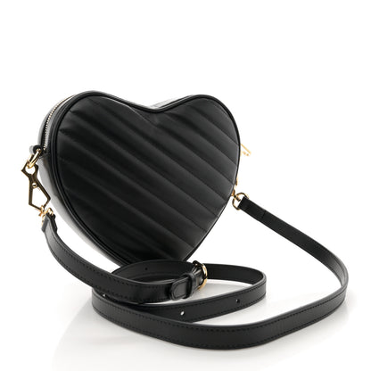 Gucci Calfskin Matelasse Diagonal Mini Interlocking G Heart Shoulder Bag Black 3 of 11