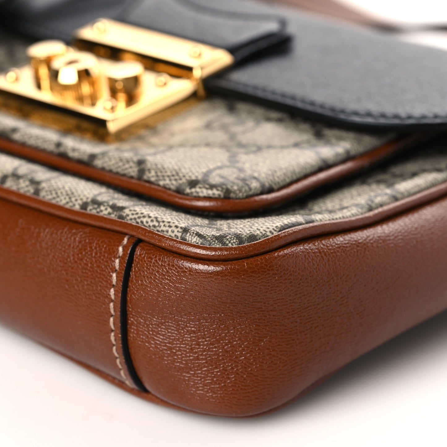 GG Supreme Monogram New Sakai Lux Calfskin Mini Padlock Flap Pocket Shoulder Bag Beige Ebony Black Cuir