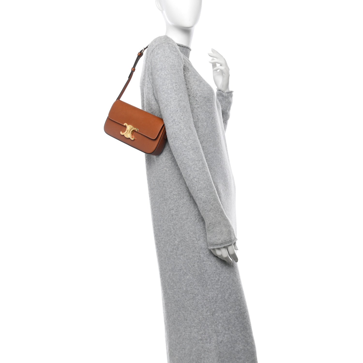 Celine Natural Calfskin Triomphe Shoulder Bag Tan 2 of 11