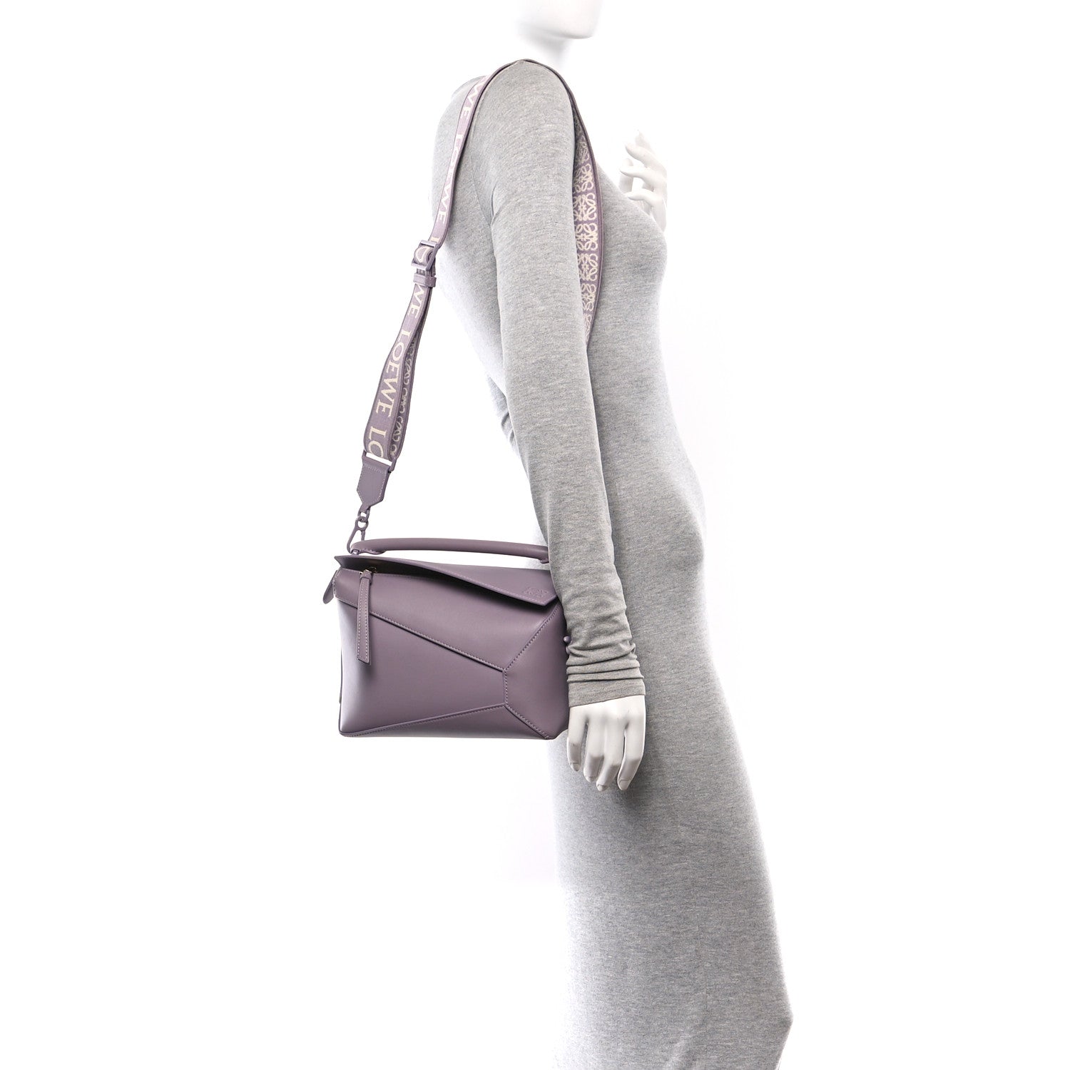 Loewe Satin Calfskin Monochrome Small Puzzle Edge Bag Pale Aubergine Glaze 2 of 11