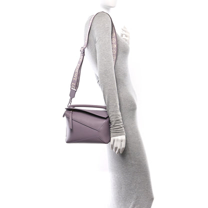 Loewe Satin Calfskin Monochrome Small Puzzle Edge Bag Pale Aubergine Glaze 2 of 11
