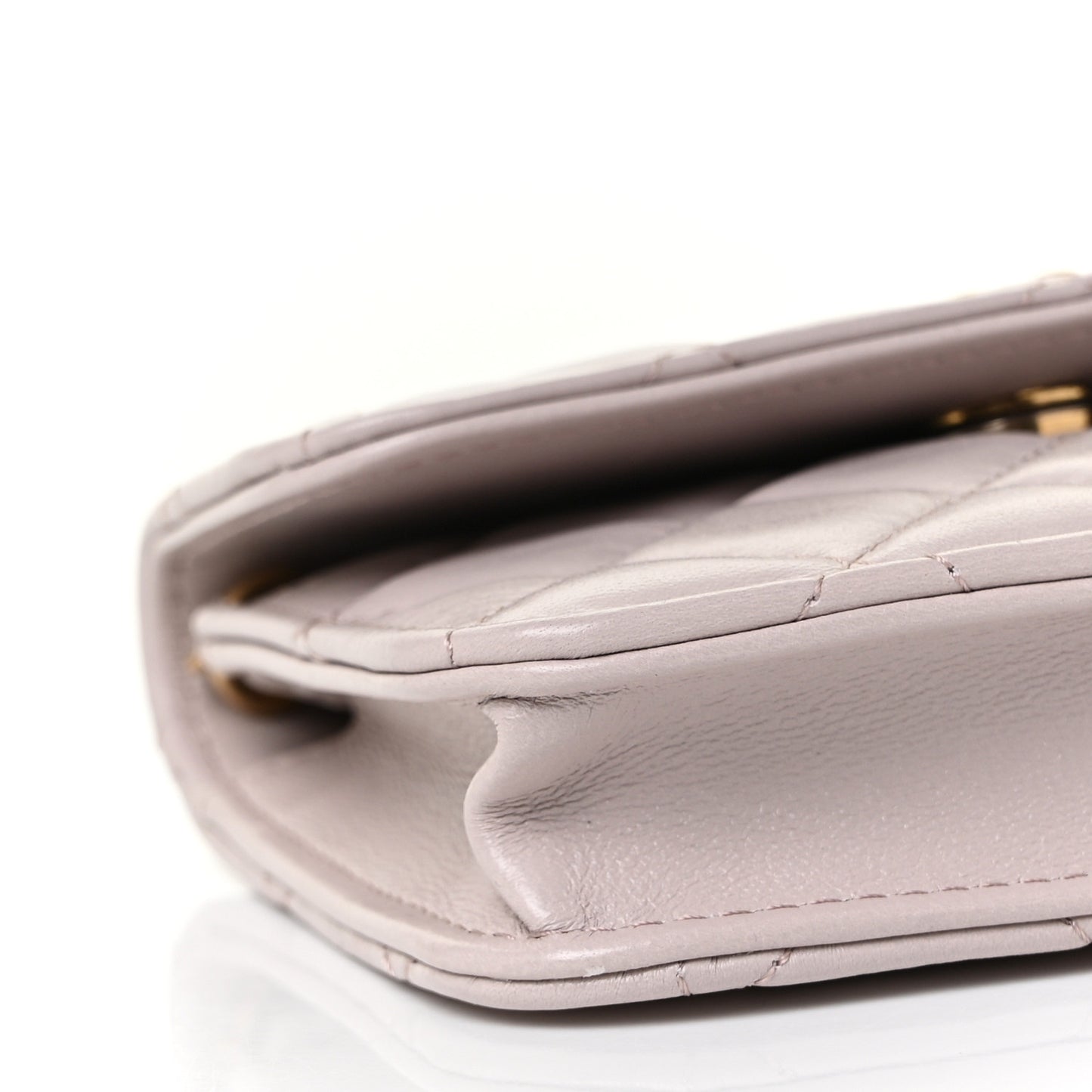 Lambskin Quilted Pearl Crush Clutch With Chain Light Purple