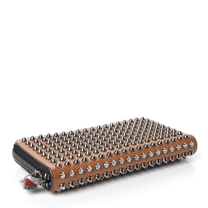 Christian Louboutin Calfskin Panettone Spiked Zip Around Wallet Caramel 4 of 9