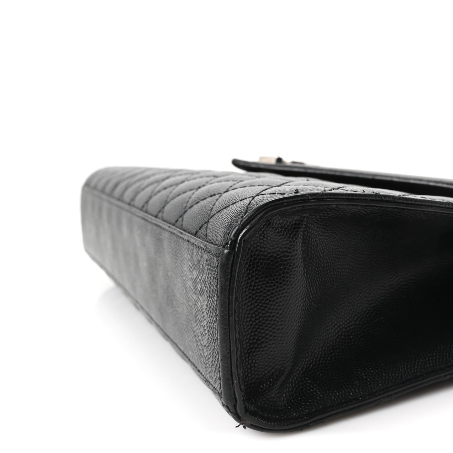 Grain De Poudre Textured Mixed Matelasse Large Triquilt Monogram Satchel Black