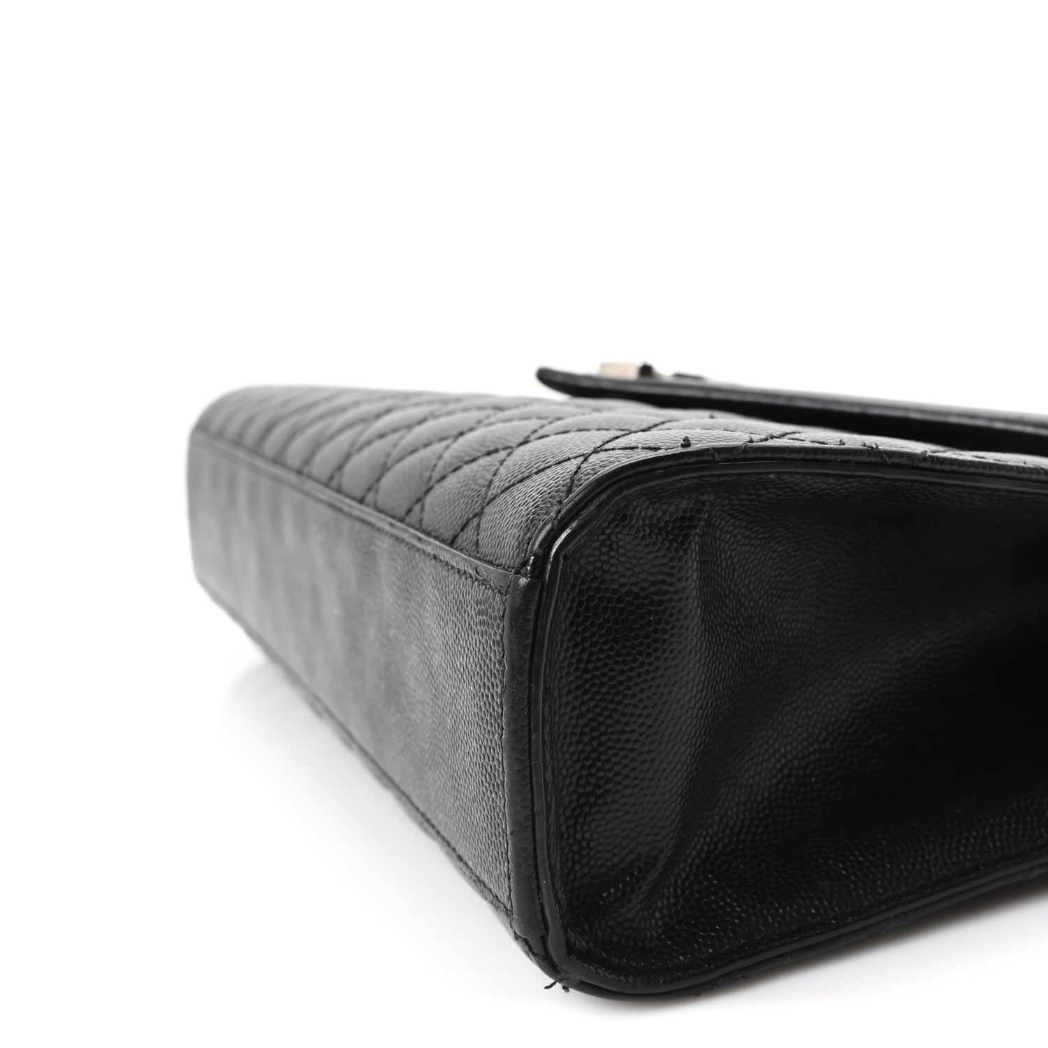Saint Laurent Grain De Poudre Textured Mixed Matelasse Large Triquilt Monogram Satchel Black 9 of 9