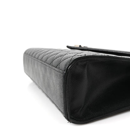 Saint Laurent Grain De Poudre Textured Mixed Matelasse Large Triquilt Monogram Satchel Black 9 of 9
