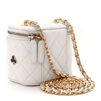 Chanel Caviar Quilted Enamel Coco Casino Mini Vanity Case With Chain White 3 of 10