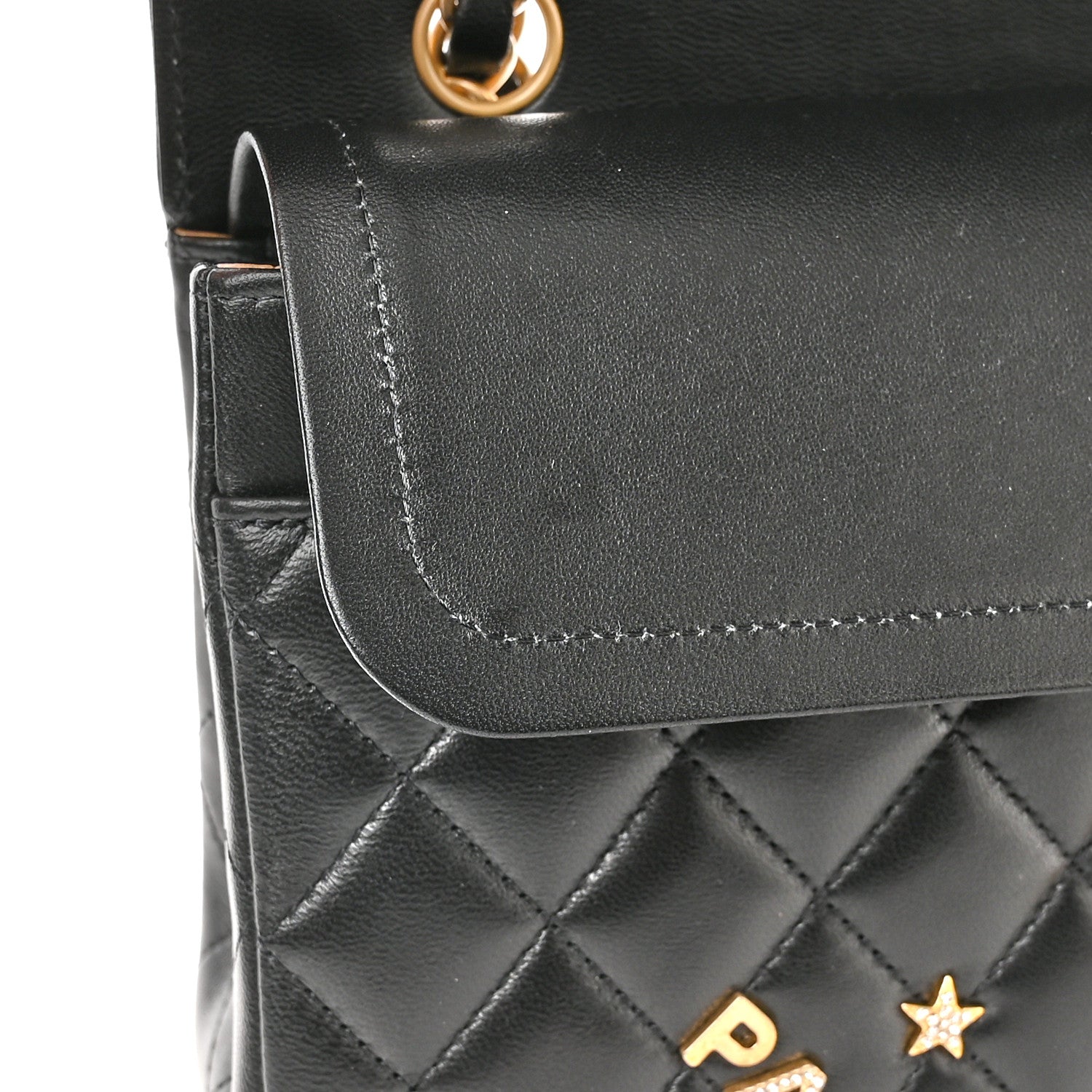 Chanel Lambskin Quilted Medium Rue Cambon Charms Double Flap Black 12 of 14