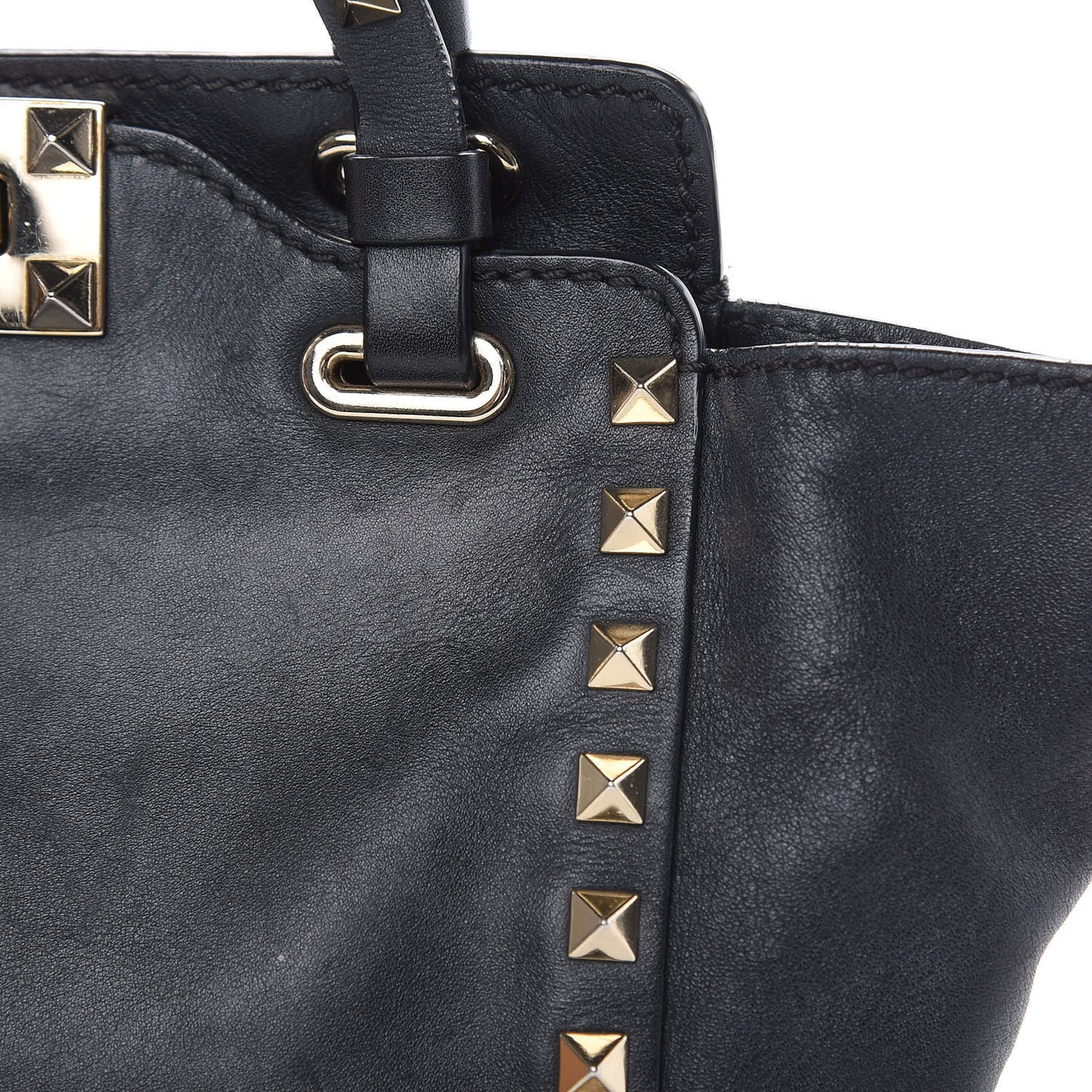 Vitello Mini Rockstud Tote Black