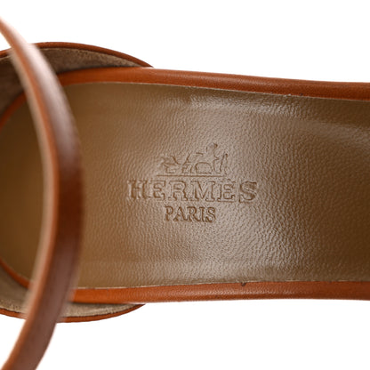 Hermes Calfskin Premiere 70 Sandals 36.5 Gold 6 of 10