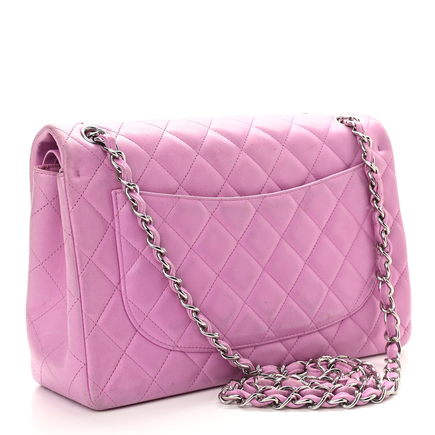 Lambskin Quilted Jumbo Double Flap Light Purple
