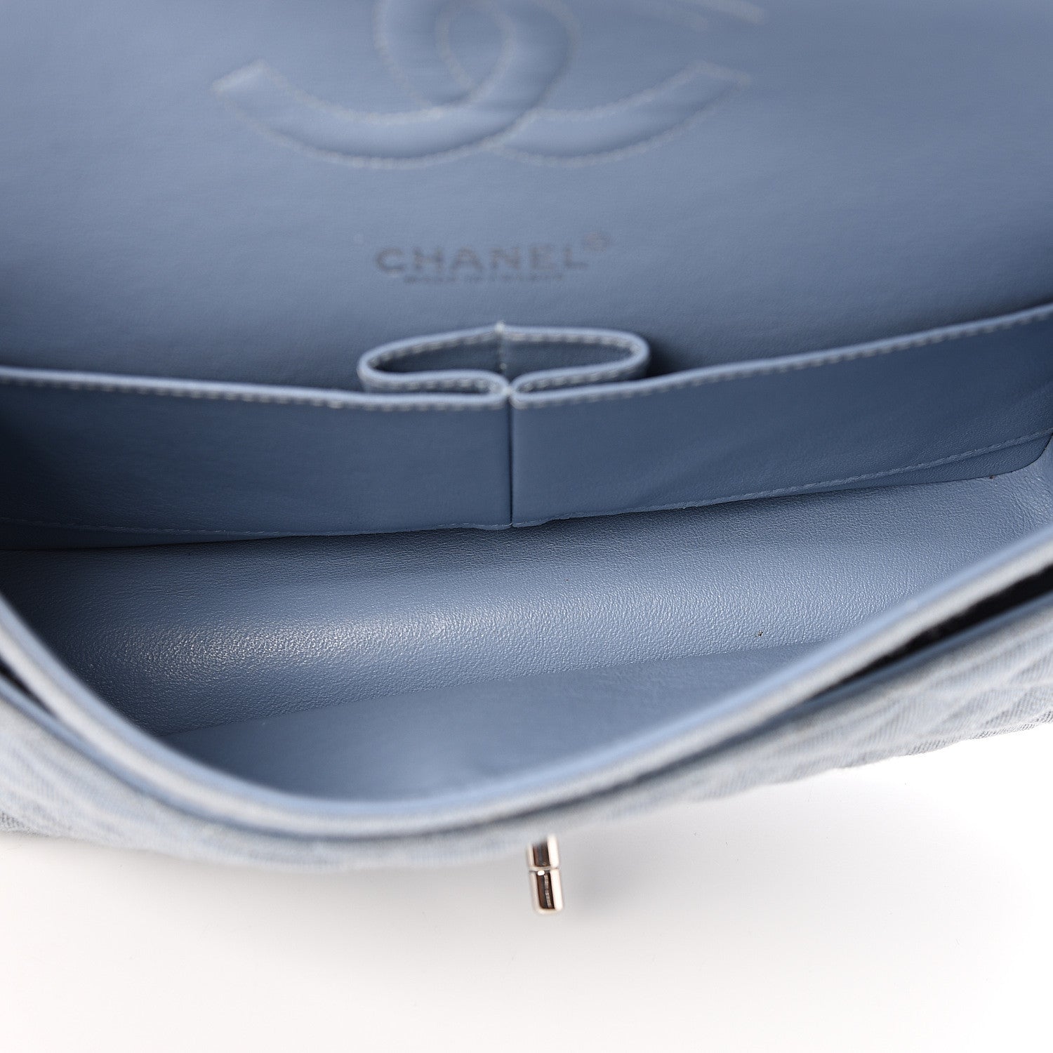 Chanel Jersey Quilted Medium Double Flap Light Blue 4 of 10