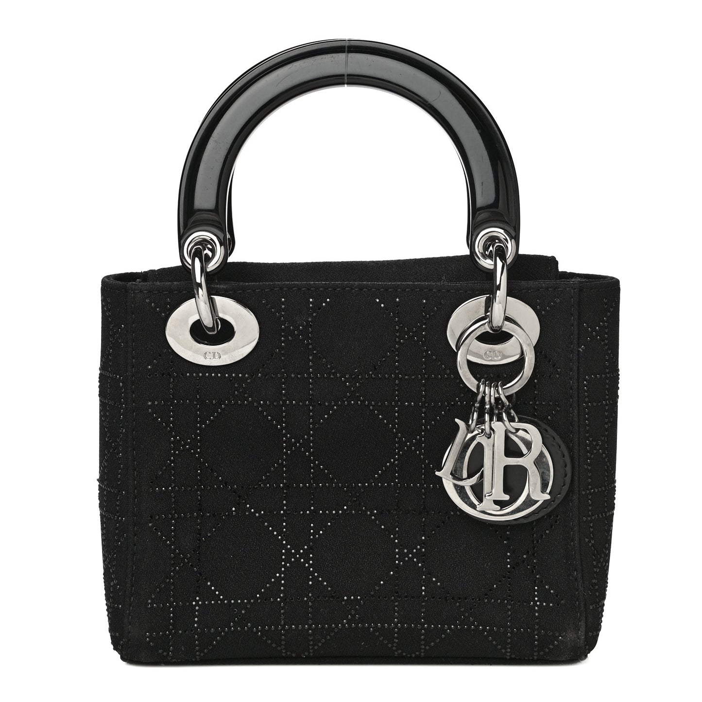 Canvas Studded Cannage Mini Lady Dior Black