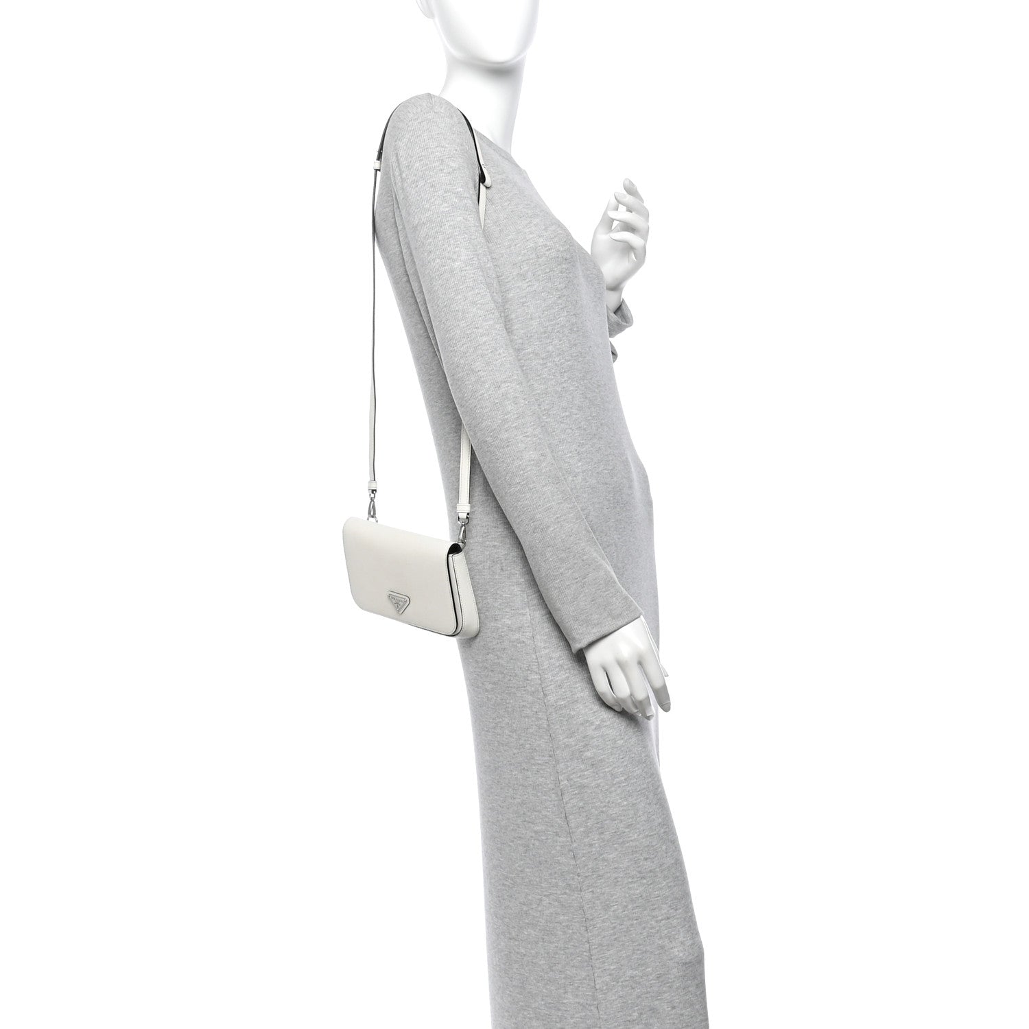 Prada Saffiano Flap Shoulder Bag White 2 of 11