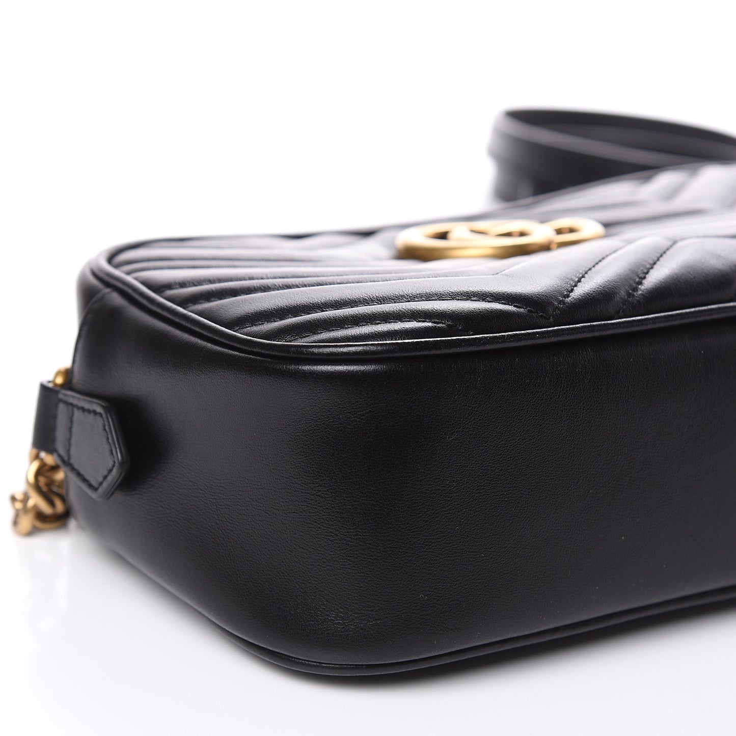 Calfskin Matelasse Small GG Marmont Chain Shoulder Bag Black