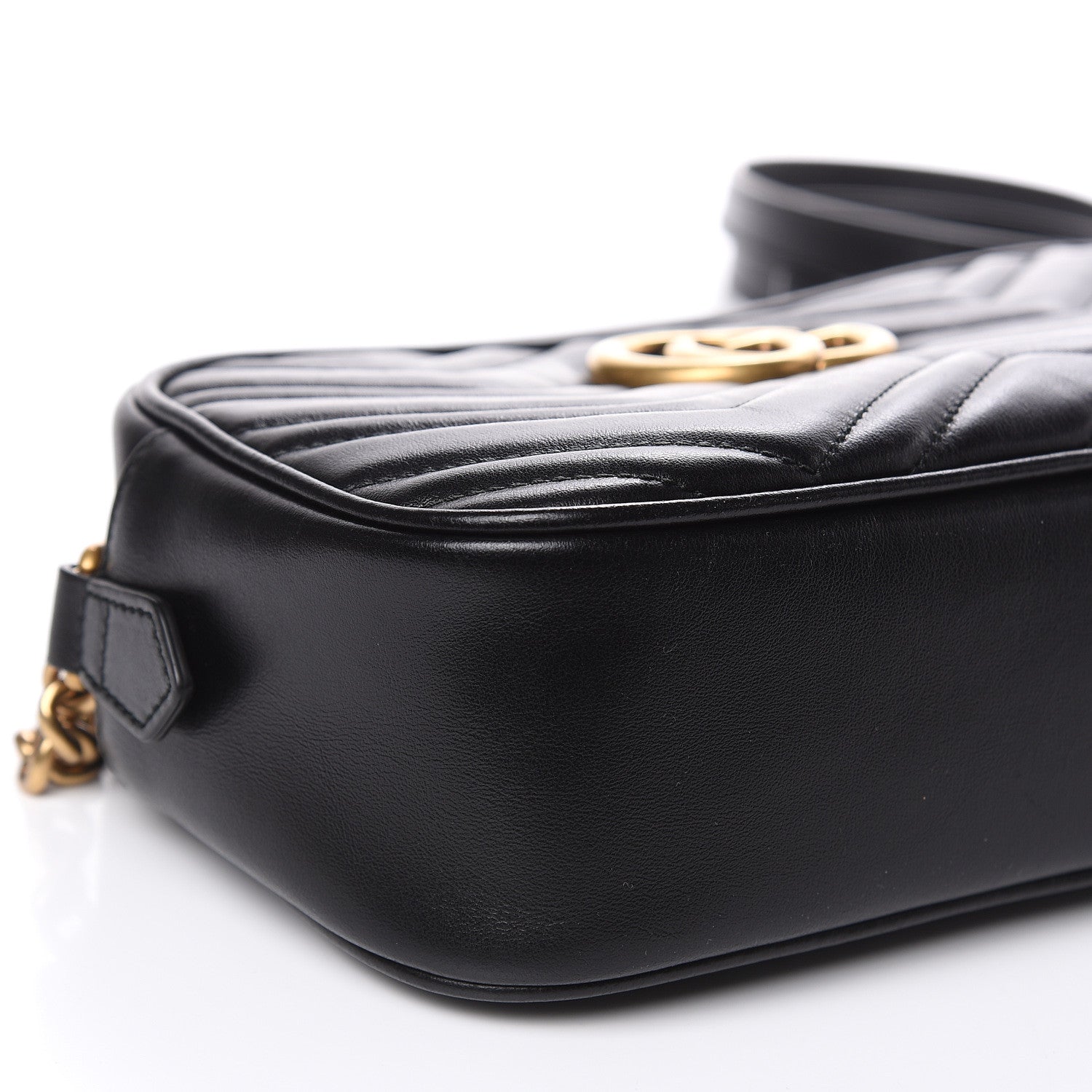 Gucci Calfskin Matelasse Small GG Marmont Chain Shoulder Bag Black 8 of 10