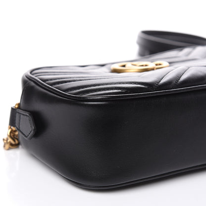 Gucci Calfskin Matelasse Small GG Marmont Chain Shoulder Bag Black 8 of 10