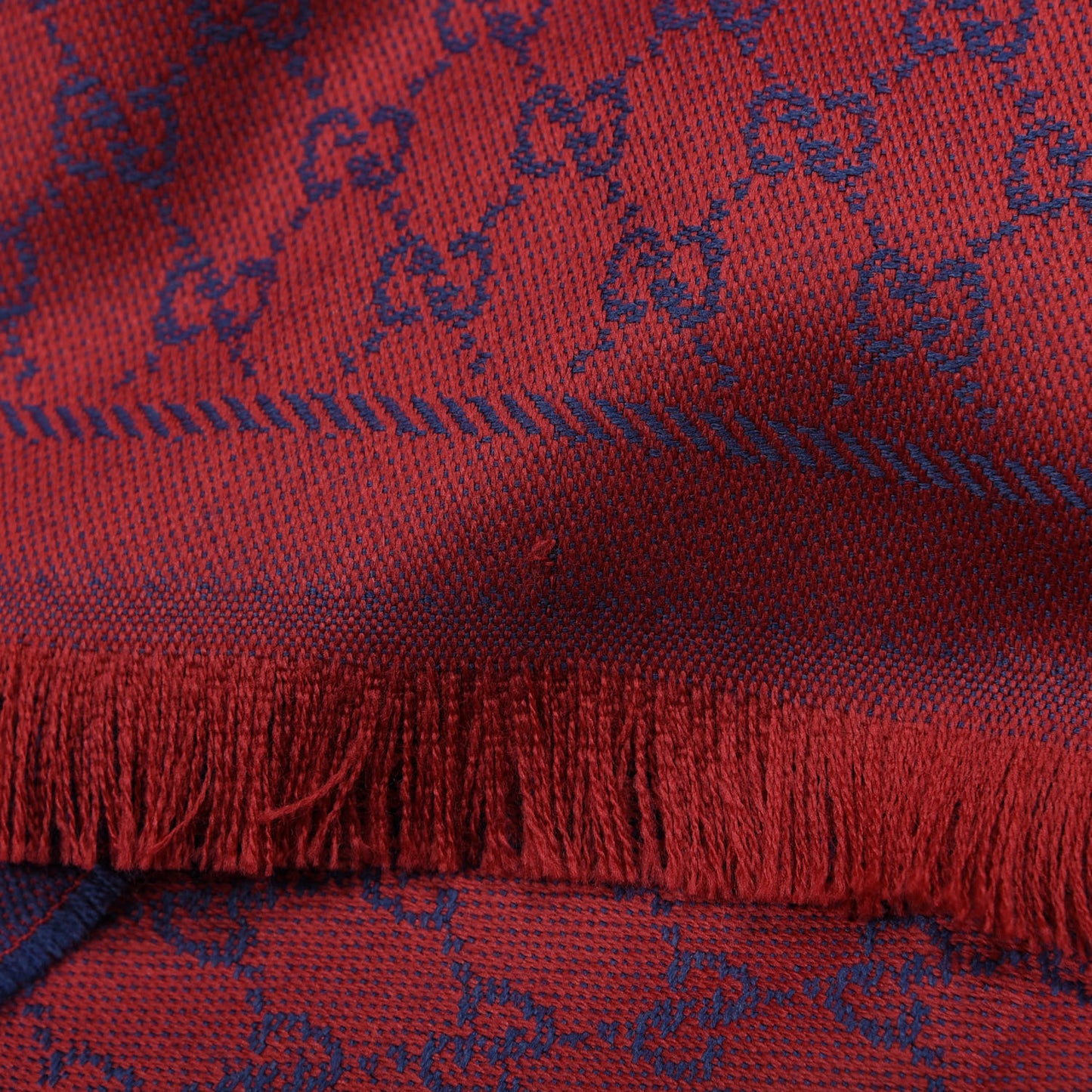 Wool Jacquard Monogram Reversible Stencil Fringe Scarf Red Purple